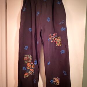 unisex Black block print patchwork Rastah Pants Size Small Vol 12